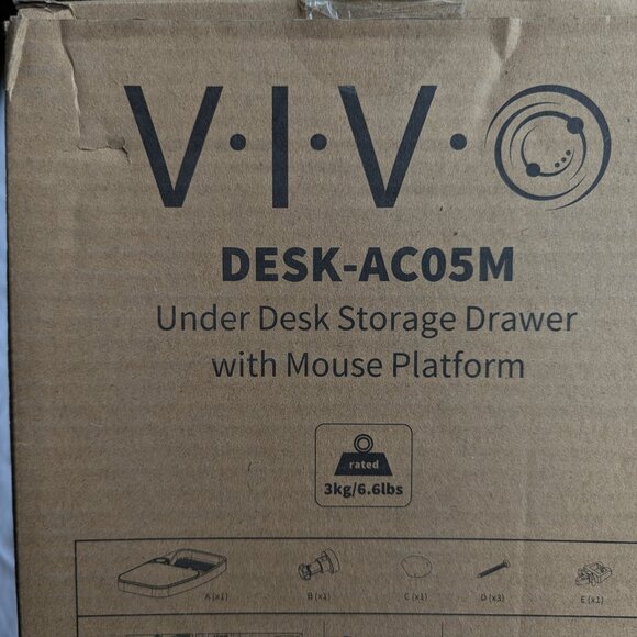 NOB Vivo Under Office desk storage drawer with mouse platform DESK-AC05M - Picture 10 of 13